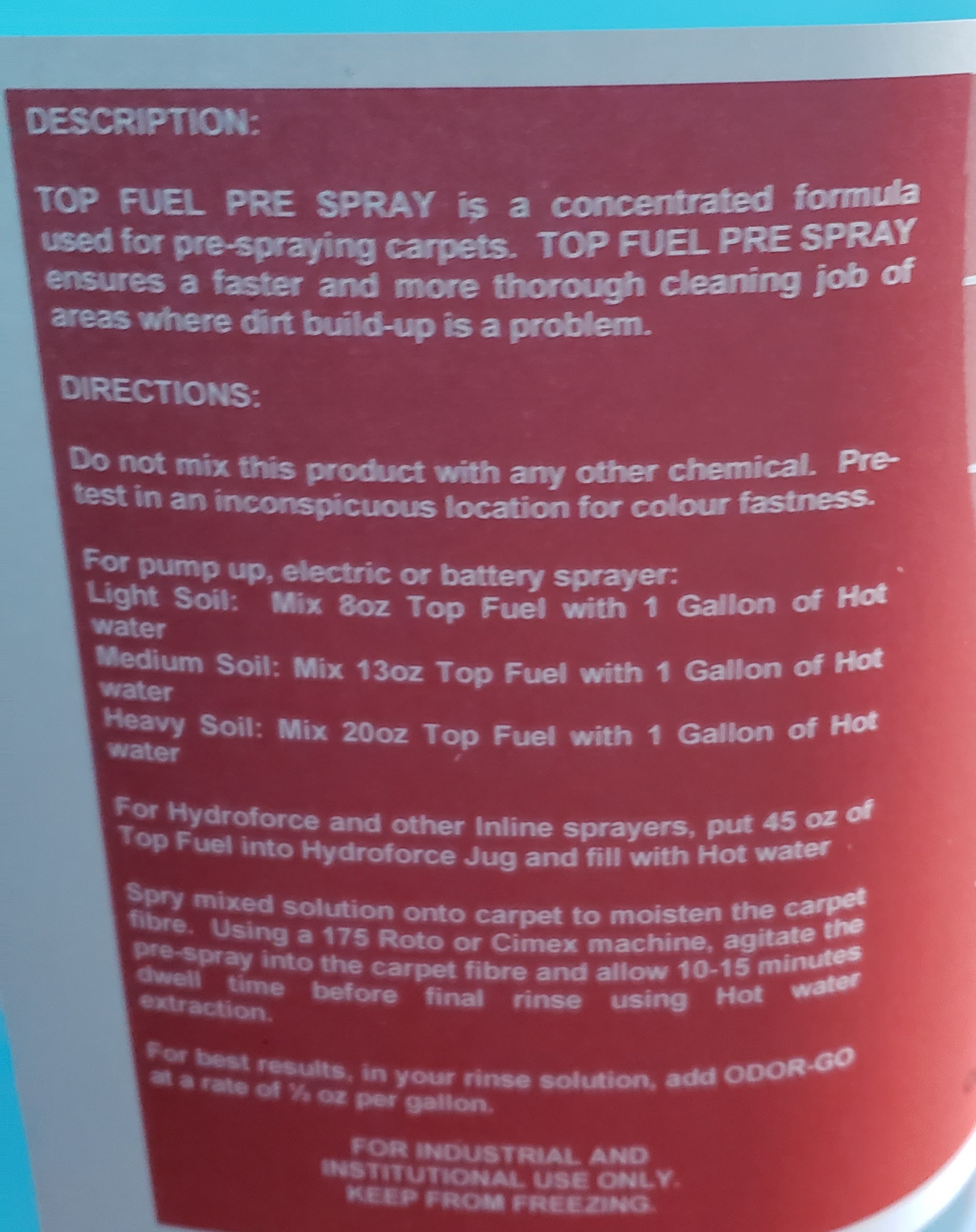 TOP FUEL PRE-SPRAY ALL CANADIAN